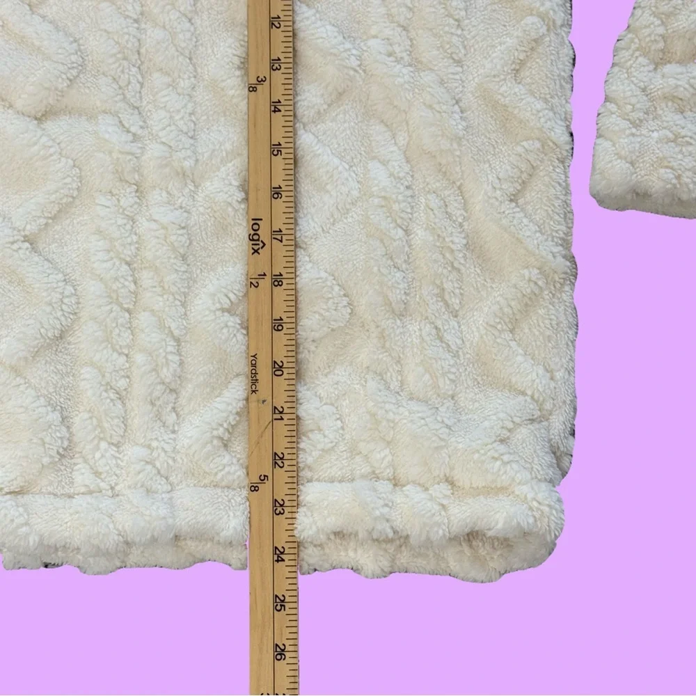 Eddie Bauer Cozy Cable Fleece Pullover Mock Neck Ivory/Cream - Picture 9 of 13